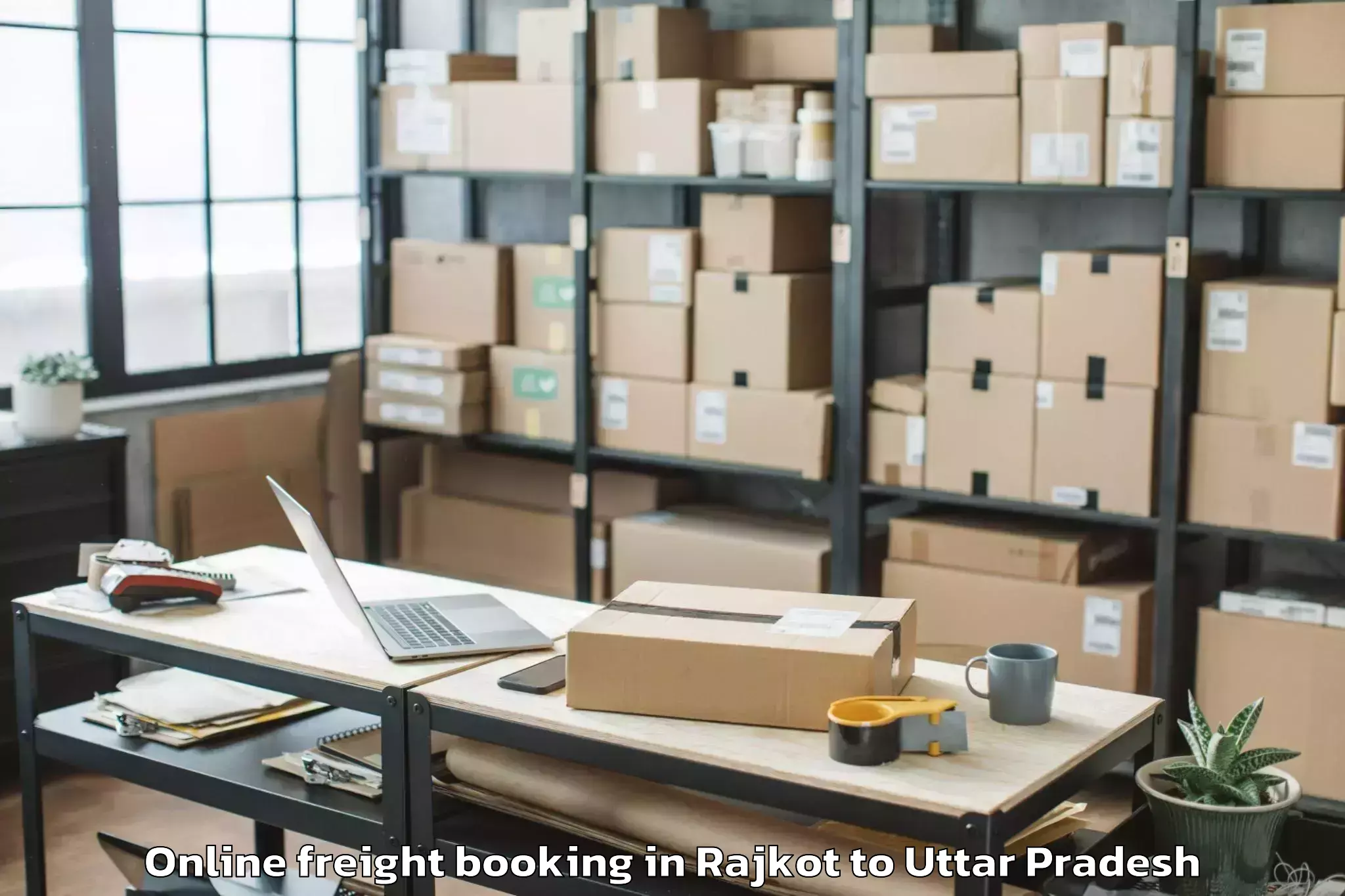 Reliable Rajkot to Mahavan Online Freight Booking